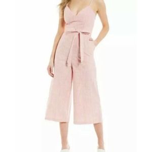 Gianni Bini Mo Pinstripe Jumpsuit Coral Small NWT